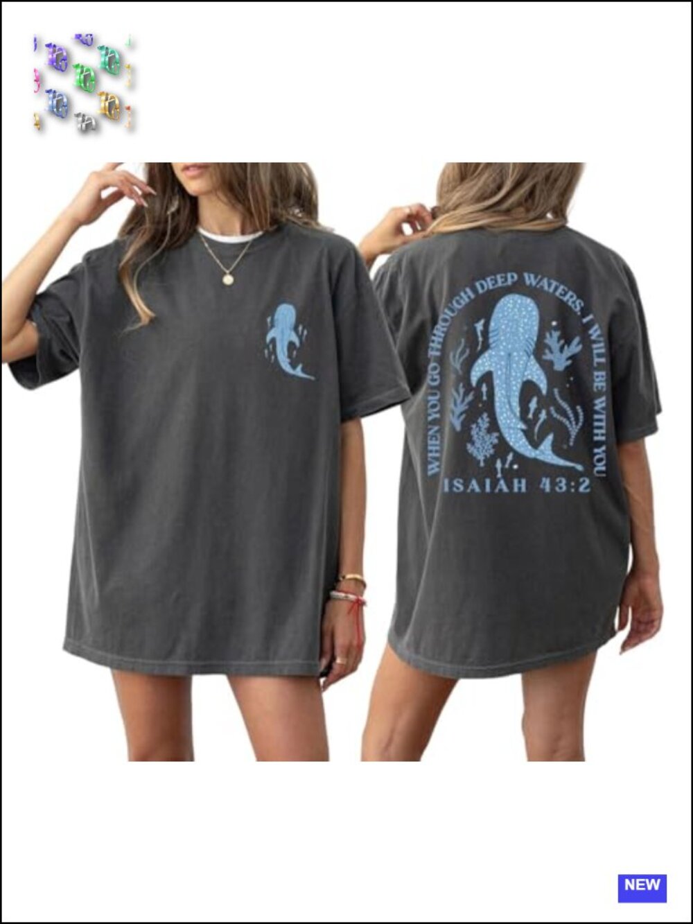 Oversized Christian Faith Bible Verse Graphic Tee Top Summer - Picture 1 of 6